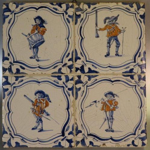Tegel (4) - Delftse tegels met soldaten - 1850-1900, Antiek en Kunst, Antiek | Glaswerk en Kristal