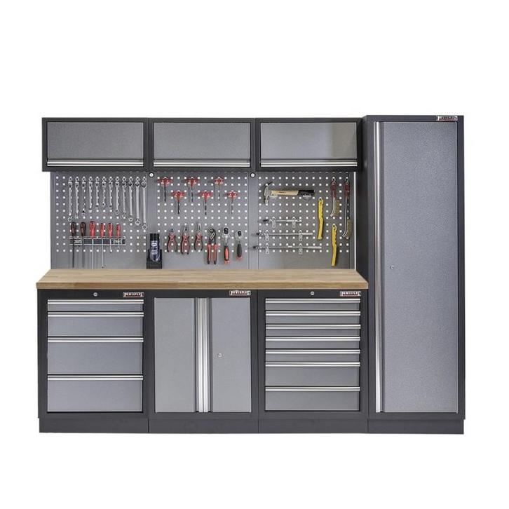 Werkbank set met hoge kast, gereedschapswand, 3 x hangkast, Doe-het-zelf en Bouw, Werkbanken, Ophalen of Verzenden