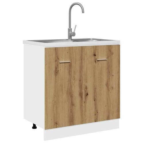 vidaXL Gootsteenkast Lyon 80x46x81,5 cm bewerkt hout, Huis en Inrichting, Kasten | Overige, Nieuw, Verzenden