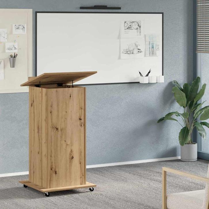 vidaXL Podium met lade Artisan Eiken 55 x 55 x 107 cm, Huis en Inrichting, Bureaus, Nieuw, Verzenden