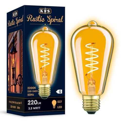 Lichtbronnen Rustic Spiral LED 3,5W Lichtbronnen, Huis en Inrichting, Lampen | Losse lampen, Verzenden