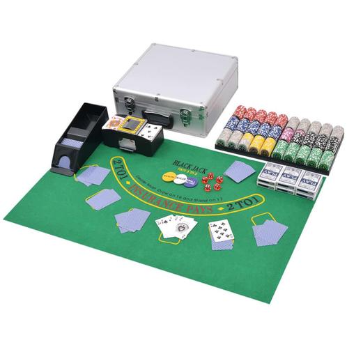 vidaXL Poker/blackjack set met 600 chips aluminium, Hobby en Vrije tijd, Gezelschapsspellen | Kaartspellen, Nieuw, Verzenden