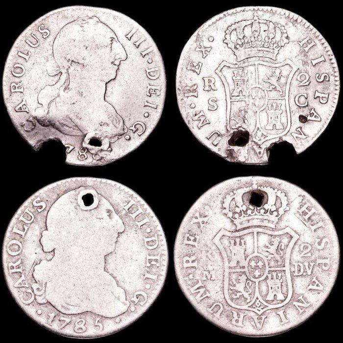 Spanje. Carlos III. 2 Reales España, Borbones - Pareja de 2, Postzegels en Munten, Munten | Europa | Niet-Euromunten