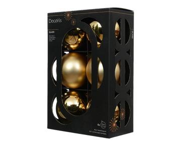 Kerstballen Glas Goudkleurig 8 cm Set van 6