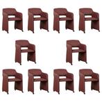Set van 10 Leren eetkamerstoelen Icon - Toledo Bordeaux, Huis en Inrichting, Ophalen of Verzenden, Nieuw, Leer, Eén