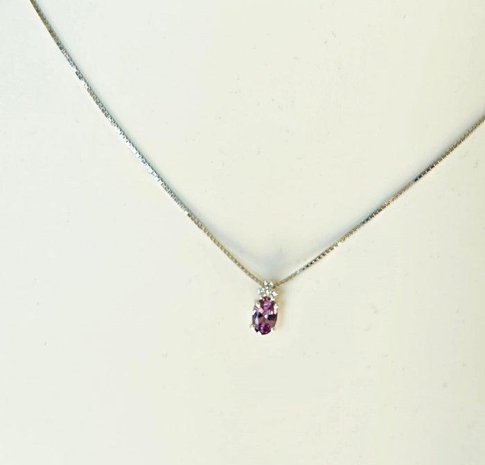 Zonder Minimumprijs - Ketting met hanger Zilver Amethist -, Handtassen en Accessoires, Antieke sieraden