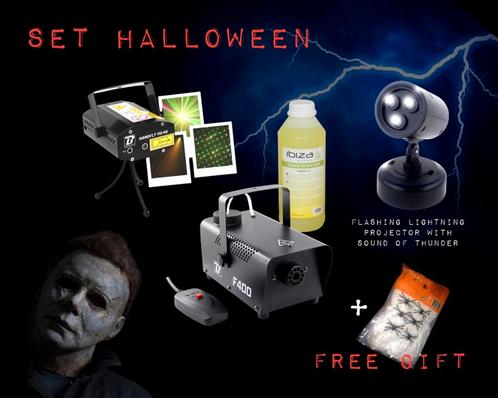 Halloween Set Met Rookmachine, Bliksem Effect En Laser, Muziek en Instrumenten, Licht en Laser