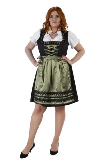 Dirndl zwart-olijfgroen, hertjes, Verzenden