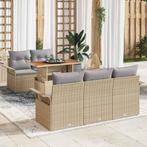 vidaXL Tuinbank Set met opslag 6 pcs Beige Poly rattan, Verzenden, Nieuw