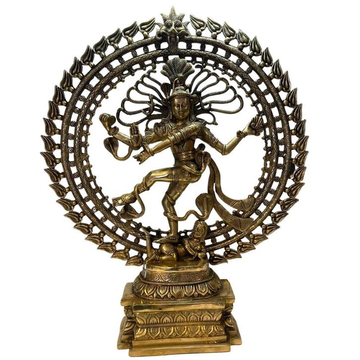 Beeld Shiva Nataraj XXXL Dubbele Ring - Messing, Sports & Fitness, Produits de santé, Wellness & Bien-être, Enlèvement ou Envoi