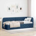 vidaXL Hoek Bed Frame met hoofdeinde Blauw 80 x 200 cm Stof, Huis en Inrichting, Slaapkamer | Bedden, Verzenden, Nieuw