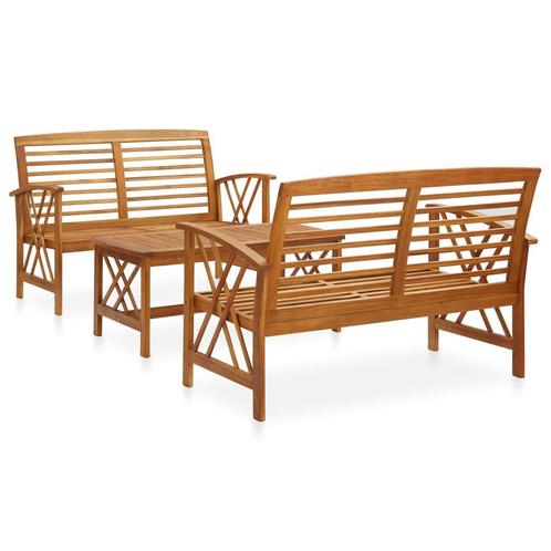 vidaXL Salon de jardin 3 pcs Bois dacacia solide, Jardin & Terrasse, Ensembles de jardin, Salons de jardin, Neuf, Envoi