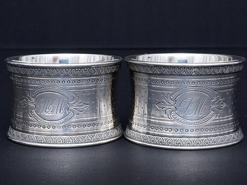 Rond de serviette - Henin & Cie (1896) — Paire de ronds de, Antiek en Kunst, Antiek | Zilver en Goud