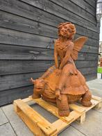 Beeld, Fairy on Turtle - 82 cm - IJzer, Antiek en Kunst