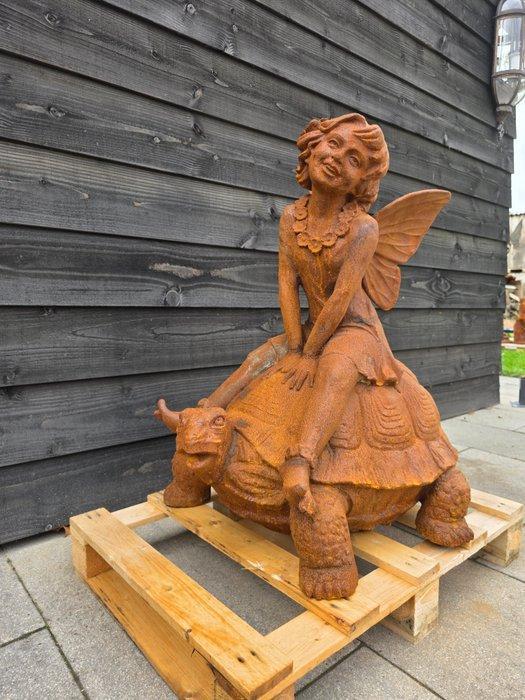 Beeld, Fairy on Turtle - 82 cm - IJzer, Antiek en Kunst, Curiosa en Brocante