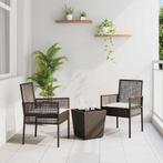vidaXL Tuin Bistro Set 3 pcs Bruin Poly rattan, Tuin en Terras, Tuinsets en Loungesets, Verzenden, Nieuw