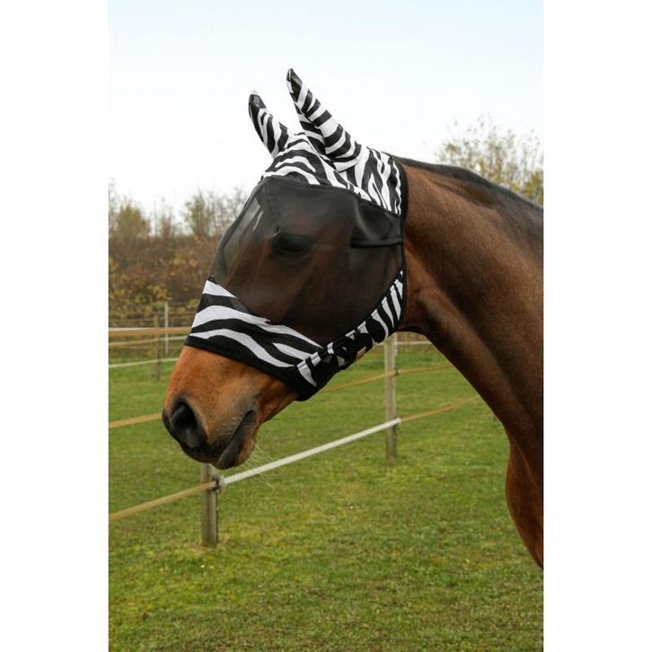 Masque anti-mouches zebra avec protection des oreilles pony, Dieren en Toebehoren, Overige Dieren-accessoires