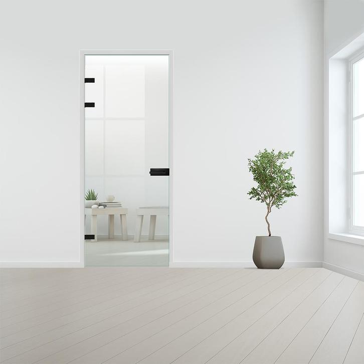 Glazen binnendeur XL voor stomp kozijn zwart beslag-Blank ge, Doe-het-zelf en Bouw, Glas en Ramen, Nieuw, Verzenden