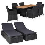 vidaXL 9-delige Tuinset poly rattan zwart, Verzenden, Nieuw, Tuinset