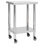 vidaXL Keukenwerktafel met wielen 60x60x85 cm roestvrij, Zakelijke goederen, Horeca | Overige, Verzenden