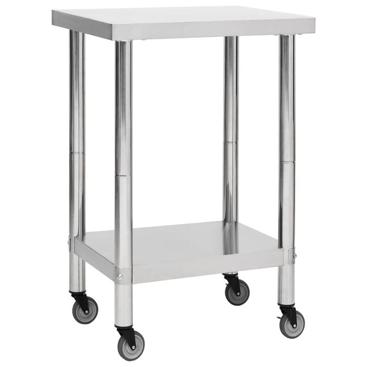 vidaXL Keukenwerktafel met wielen 60x60x85 cm roestvrij, Zakelijke goederen, Horeca | Overige, Verzenden