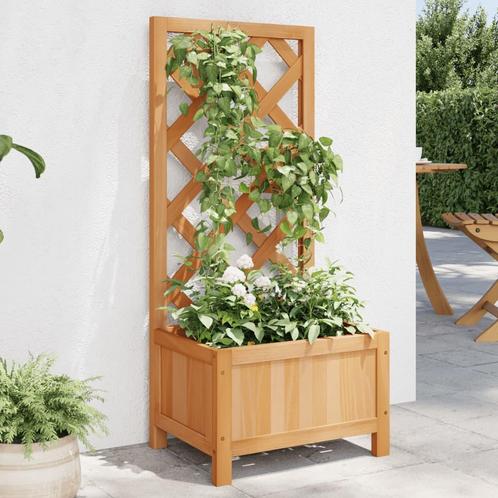 vidaXL Plantenbak met latwerk massief vurenhout bruin, Jardin & Terrasse, Pots de fleurs, Envoi