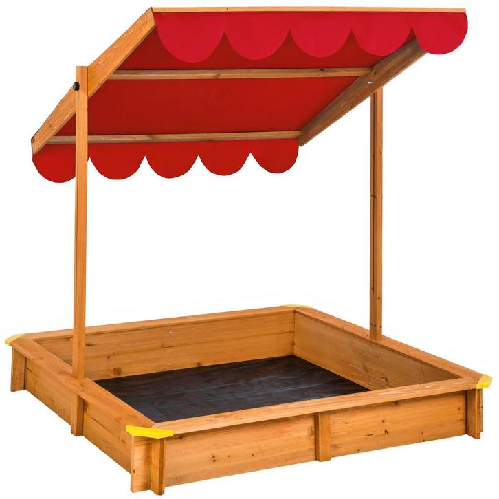 tectake Zandbak Emilia met verstelbaar dak 120x120x120cm - r, Kinderen en Baby's, Speelgoed | Buiten | Zandbakken, Verzenden