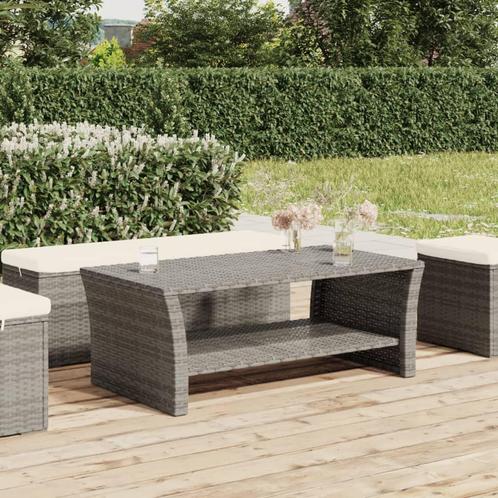 vidaXL Salontafel 100x50x40 cm poly rattan grijs, Huis en Inrichting, Tafels | Salontafels, Nieuw, Verzenden