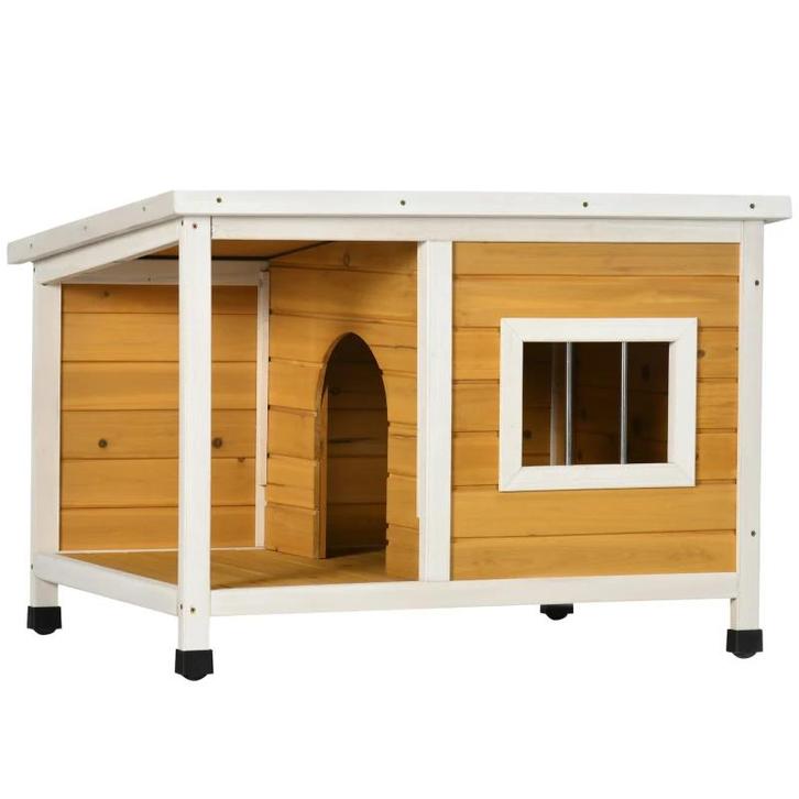 TRUUSK Hondenkennel Met Veranda, Dak Dat Open Kan, Raam, Ver, Animaux & Accessoires, Accessoires pour chiens, Envoi