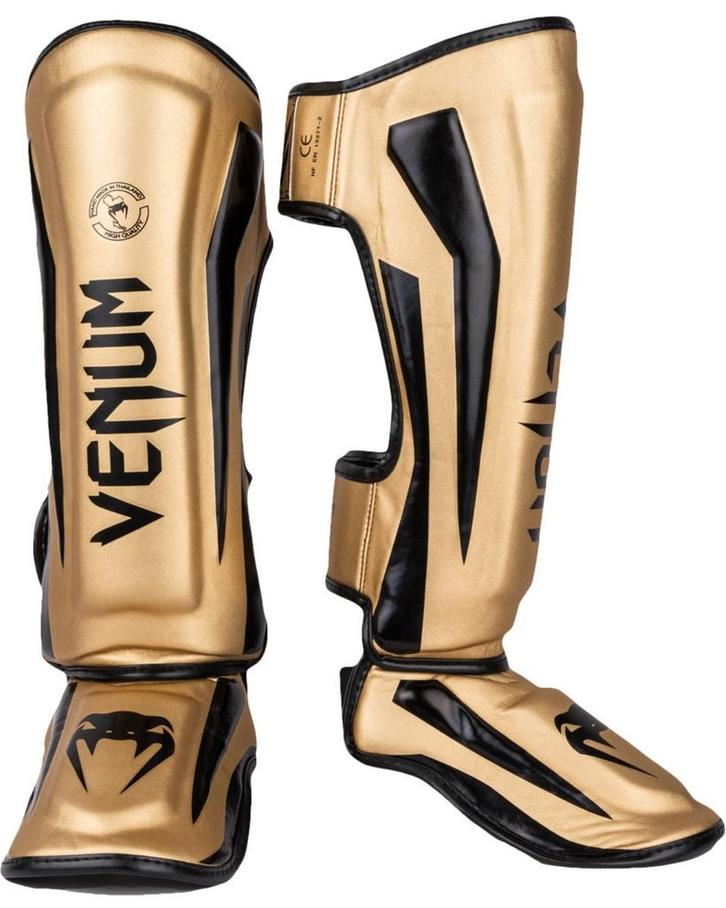 Venum Muay Thai Kickboxing Scheenbeschermers Elite Goud, Sport en Fitness, Boksen, Overige, Nieuw, Verzenden