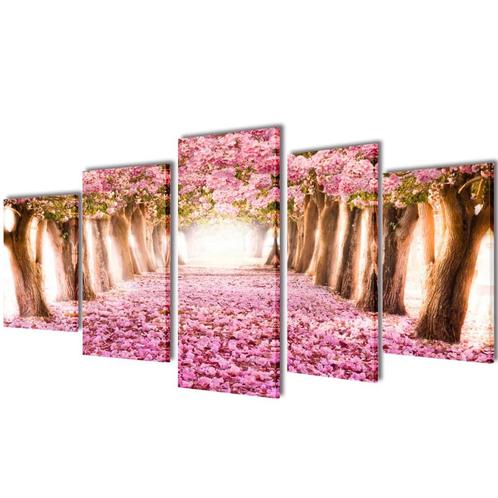 vidaXL Canvas muurdruk print set kersenbloesem 200 x 100 cm, Verzamelen, Posters, Nieuw, Verzenden