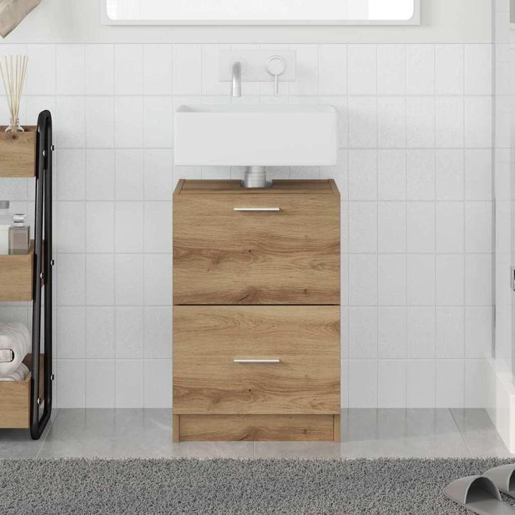 vidaXL Wastafelkast Artisan Eiken 40 x 37 x 59 cm Bewerkt, Huis en Inrichting, Tafels | Kaptafels, Nieuw, Verzenden