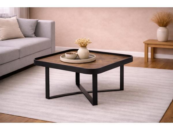 Veiling - Salontafel Hanna natural - Hout - Poot metaal zwar, Huis en Inrichting, Tafels | Salontafels