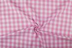 Ruitjesstof roze wit geruit - 18mm geruit, 120 cm of meer, Ophalen of Verzenden, Katoen, Roze