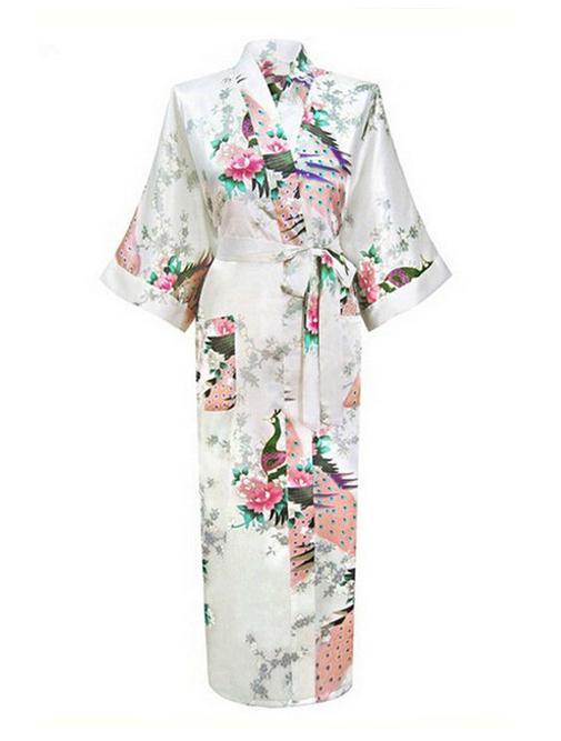 KIMU® Kimono Wit 7/8e XL-XXL Yukata Satijn Boven dekel Lange, Kleding | Dames, Carnavalskleding en Feestkleding, Nieuw, Ophalen of Verzenden