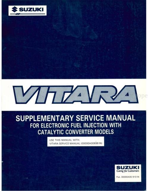 1991 SUZUKI VITARA (SUPPLEMENT) WERKPLAATSHANDBOEK ENGELS, Auto diversen, Handleidingen en Instructieboekjes