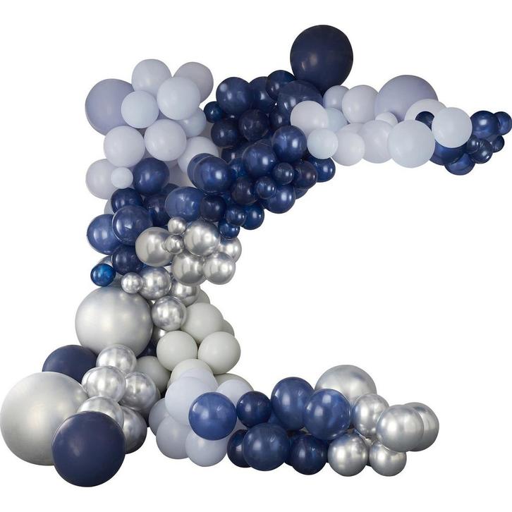 Blauw Zilveren Ballonnenboog XL DIY Set, Hobby en Vrije tijd, Feestartikelen, Nieuw, Verzenden