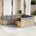 vidaXL 11-delige Tuinset met kussens poly rattan acacia, Tuin en Terras, Tuinsets en Loungesets, Verzenden, Nieuw, Tuinset