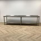 Tweedehands Horeca RVS werktafel, (bxd) 347x80 cm