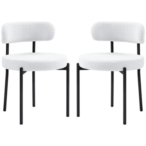 TRUUSK Set van 2 Eetkamerstoelen - Fleece Bekleding - Gestof, Huis en Inrichting, Stoelen, Verzenden