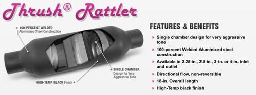 Thrush rattler 3 inch muffler 24255, Auto-onderdelen, Uitlaatsystemen, Nieuw, Ophalen of Verzenden