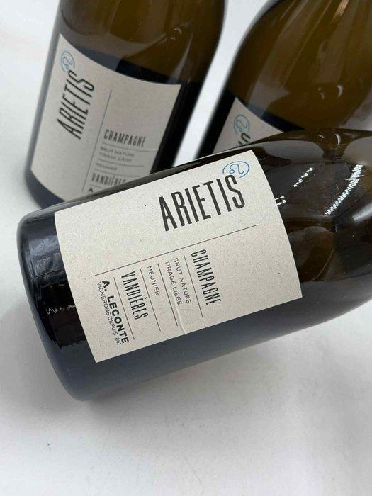 A.leconte Arietis Vandières - Champagne Brut Nature - 3 Fles, Verzamelen, Wijnen