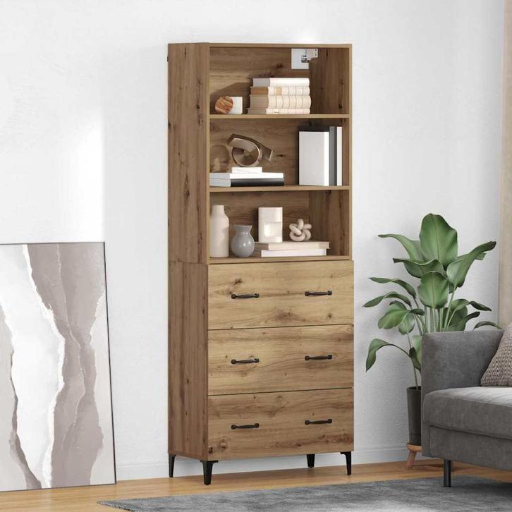 vidaXL Highboard Artisan Eiken 69,5 x 34 x 180 cm Bewerkt, Huis en Inrichting, Kasten | Dressoirs, Nieuw, Verzenden