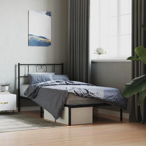 vidaXL Bedframe met hoofdbord metaal zwart 90x200 cm, Huis en Inrichting, Slaapkamer | Bedden, Nieuw, Verzenden