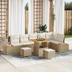 vidaXL Tuinbank Set met kussen 9 pcs Beige Poly rattan, Tuin en Terras, Tuinsets en Loungesets, Verzenden, Nieuw