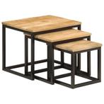 vidaXL Tables basses gigognes 3 pcs bois massif de, Maison & Meubles, Tables | Tables de salon, Neuf, Verzenden
