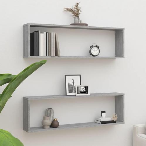 vidaXL Wandschappen kubus 2 st 100x15x30 cm bewerkt hout, Huis en Inrichting, Kasten | Wandmeubels, Nieuw, Verzenden