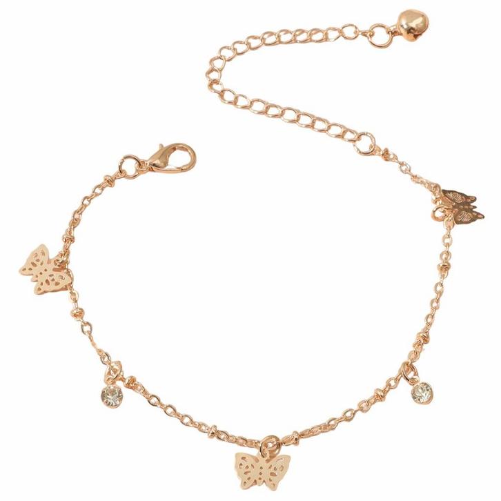 Fako Bijoux - Enkelbandje - Enkelsieraad - Vlinders & Strass, Handtassen en Accessoires, Enkelbandjes en Enkelkettinkjes, Verzenden