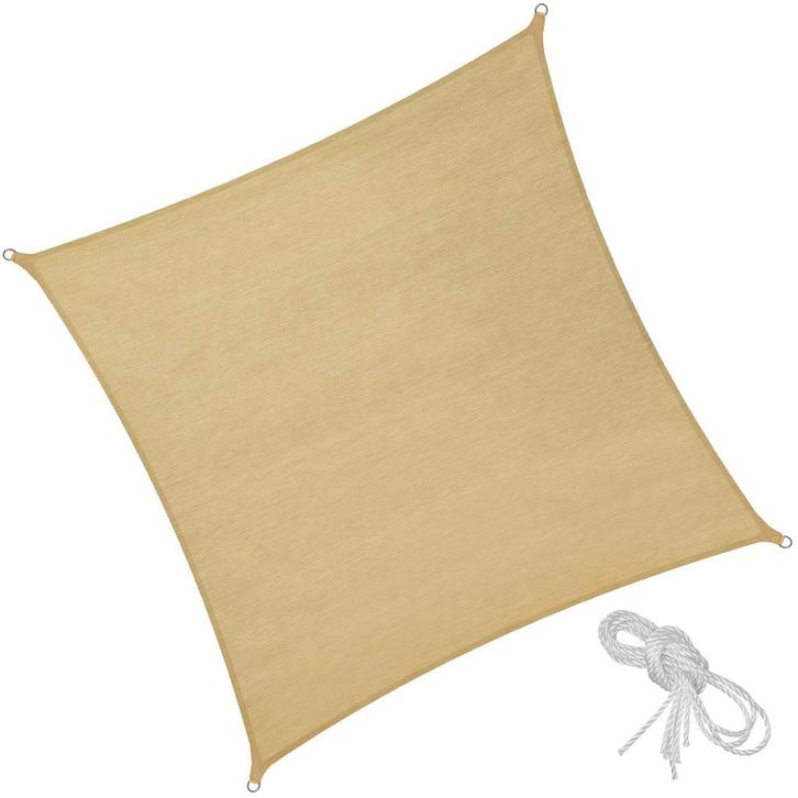 tectake Polyethyleen zonnezeil vierkant beige - 5,4 x 5,4 m, Tuin en Terras, Zonneschermen, Verzenden