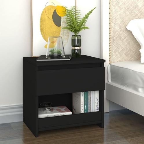 vidaXL Nachtkastje 40x30x39 cm bewerkt hout zwart, Maison & Meubles, Chambre à coucher | Tables de chevet, Envoi